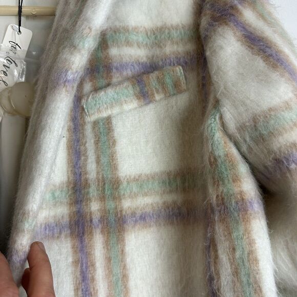 For Love And Lemons Plaid Pea Coat - Cream and Purple - Picture 4 of 12